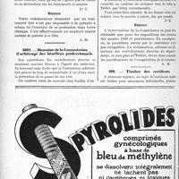 0805 - Page 796-LXVIII - Correspondance. Fiscalité. Exemption de patente d’un médecin salarié / Domaine de la Commission d’arbitrage des bénéfices professionnels / Timbre des certificats