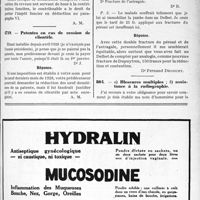 0820 - Page XI-811 - Correspondance. Fiscalité. Déduction de l’impôt foncier / Patentes en cas de cession de clientèle / Application du Tarif Fallières. Fracture du péroné et de l’astragale. Pose d’un Delbet / Blessures multiples ; assistance à la radiographie
