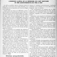 0846 - Page 835 - Partie professionnelle, Hygiène, Assistance, Mutualité, Intérêts corporatifs, Variétés. L’exercice illégal de la médecine, de l’art dentaire et des accouchements de 1926 à 1929
