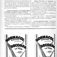 0885 - Page 872-VIII - Dernières nouvelles. A la mémoire du docteur Chiron / Congrès international et IXe Congrès national des Colonies de vacances et oeuvres de plein air / Hôpital Notre-Dame de Bon-Secours / Prix des Laboratoires Gobey