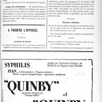 0886 - Page IX-873 - Dernières nouvelles. Prix des Laboratoires Gobey / Réduction de service pour les enfants de familles nombreuses / Insigne des combattants / A travers l’officiel. Accidents du travail / Pensions militaires