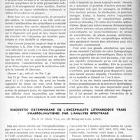 0900 - Page 887 - Partie scientifique. Travaux Originaux. Quelques cas de névraxite épidémique à forme paraplégique, par MM. P. Masquin et H. Durand / Diagnostic extemporané de l’encéphalite léthargique vraie « (phaséolunatisme) par l’analyse spectrale, par le Dr Albert Veillard