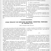 0905 - Page 892 - Partie scientifique. Travaux Originaux. Pratique obstétricale. L’extraction du siège, par le Dr Paul Delmas. Comment la faire / Cycle évolutif de certaines bactéries. Rickettsia prowazeki et proteus x 19, par le docteur Jean Paulin