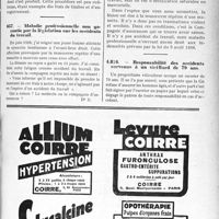 0952 - Page LXXI-939 - Correspondance. Accidents du Travail. La gelure est-elle un accident du travail / Maladie professionnelle non garantie par la législation sur les accidents du travail / Responsabilité des accidents survenus à un vieillard de 70 ans