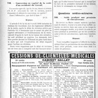 0955 - Page 942-LXXIV - Correspondance. Accidents du Travail. Ouvrier blessé volontairement par un autre ouvrier / Conversion en capital de la rente d’un accidenté du travail / Questions médico-militaires. Solde pendant une permission de convalescence