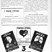 0962 - Page IX-949 - Dernières nouvelles. postée de médecin à la Compagnie cotonnière des Nouvelles-Hébrides / Xe salon des médecins / A travers l’officiel. Enseignement de la médecine / Hygiène publique / Soins aux pensionnés de guerre