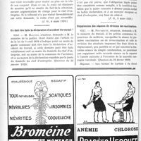 0965 - Page 952-XII - A travers l’officiel. Réponses des Ministres aux questions des Parlementaires. Réversibilité de la pension d’un accidenté du travail / Où doit être faite la déclaration d’accident du travail ? / Suppression des séances de révision des vaccinations