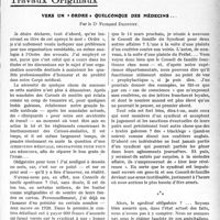 0996 - Page 983 - Partie professionnelle, Hygiène, Assistance, Mutualité, Intérêts corporatifs. Variétés. Travaux Originaux. Vers un «ordre » quelconque des médecins.., par le Dr Fernand Decourt