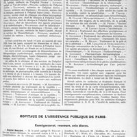 1018 - Page 1005 - Partie professionnelle, Hygiène, Assistance, Mutualité, Intérêts corporatifs. Variétés. Faculté de médecine de paris. Enseignement et actes de la Faculté / Hôpitaux de l’assistance publique de Paris. Enseignement, concours, avis divers
