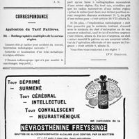 1022 - Page LXV-1009 - Nécrologie. Une bienfaitrice du Corps médical disparue : Madame Margain / Correspondance. Application du Tarif Fallières. Radiographies multiples de la même région