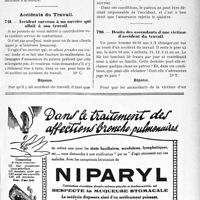 1030 - Page LXXIII-1017 - Correspondance. Questions médico-militaires. Radiation des cadres. Pas d'avis officiel à attendre / Accidents du Travail. Accident survenu à un ouvrier qui allait à son travail / Droits des ascendants d’une victime d’accident du travail