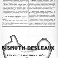 1036 - Page VII-1023 - Dernières nouvelles. Hommage à la mémoire du professeur Vautrin / École de médecine de Marseille / Marseille / Enseignement pratique de sérologie