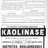 1038 - Page IX-1025 - A travers l’officiel. Education physique / Hygiène publique / Pensions militaires / Enseignement de la pharmacie / Assurances sociales / Hygiène publique