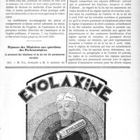 1042 - Page XIII-1029 - A travers l’officiel. Sanatoriums publics / Réponses des Ministres aux questions des Parlementaires. Le personnel des hôpitaux et la loi sur les assurances sociales