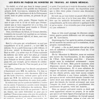 1072 - Page 1059 - Partie professionnelle, Hygiène, Assistance, Mutualité, Intérêts corporatifs, Variétés. Travaux Originaux. Les oeufs de Pâques du ministre du travail au corps médical [G. Duchesne]