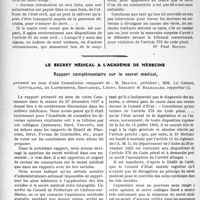 1075 - Page 1062 - Partie professionnelle, Hygiène, Assistance, Mutualité, Intérêts corporatifs, Variétés. Travaux Originaux. Médecin unique dans une localité et certification des causes de décès / Le secret médical a l'académie de médecine. Rapport complémentaire sur le secret médical