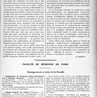 1086 - Page 1073 - Partie professionnelle, Hygiène, Assistance, Mutualité, Intérêts corporatifs, Variétés. Travaux Originaux. Chronique fiscale. La greffe inter-raciale et l’immigration dans l’agriculture, (Histoire, Ethnographie, psychologie, Technique), par le Dr. René Martial, (suite) / Faculté de médecine de Paris. Enseignement et notes de la Faculté