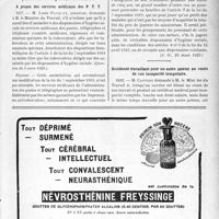 1106 - Page IX-1093 - A travers l'officiel. Enseignement de la médecine / Questions et réponses officielles. A propos des services médicaux des P. T. T / Accidenté travaillant pour un autre patron au cours de son incapacité temporaire