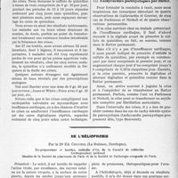 1122 - Page 1109 - Partie scientifique. Travaux Originaux. La quinidine dans le traitement des tachycardies paroxystiques, par Camille Lian et O. Viau. Dans l’intervalle des crises de tachy- hétéro-systolie paroxystique / Tachycardies paroxystiques par flutter / De l’héliophobie, par le Dr Ed. Crouzel
