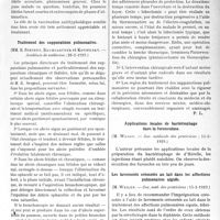 1130 - Page 1117 - Partie scientifique. L’Actualité Scientifique. Les Sociétés Savantes. Paris. Sur la vaccination antitynhoïdique, Académie de médecine ; 19-2- 1929) / Traitement des suppurations pulmonaires, (Académie de médecine ; 26-2-1929) / Applications locales de bactériophage dans la furonculose, (Soc. médicale des praticiens ; 15-2-1929) / Les lavements créosotés au lait dans les affections pulmonaires aiguës, (Soc. méd. des praticiens ; 15-2-1929) / A propos du forage de la prostate, (Société des Chirurgiens de Paris ; 1-2-1929)