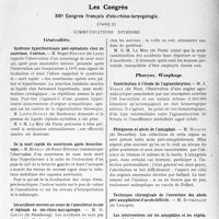 1136 - Page 1123 - Partie scientifique. L’Actualité Scientifique. Les Sociétés Savantes. Lyon. Société médicale des hôpitaux. Obstruction calculeuse du pylore / Les Congrès. XVIe Congrès français d’oto-rhino-laryngologie, (Suite)