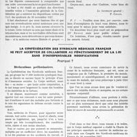 1150 - Page 1137 - Partie professionnelle, Hygiène, Assistance, Mutualité, Intérêts corporatifs, Variétés. Travaux Originaux. Chronique syndicale. Confédération des Syndicats médicaux français / La confédération des syndicats médicaux français ne peut accepter de collaborer au fonctionnement de la loi sans d’indispensables modifications. Pourquoi ?