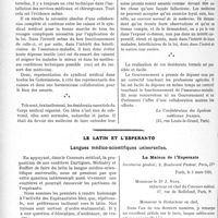 1153 - Page 1140 - Partie professionnelle, Hygiène, Assistance, Mutualité, Intérêts corporatifs, Variétés. Travaux Originaux. La confédération des syndicats médicaux français ne peut accepter de collaborer au fonctionnement de la loi sans d’indispensables modifications. Pourquoi ? / Le latin et l’esperanto. Langues médico-scientifiques universelles