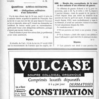 1171 - Page 1158-LXX - Correspondance. Fiscalité. Déduction du prix d’achat d’une automobile / Questions médico-militaires. Obligations militaires d’un naturalise / Droits des ascendants de la veuve et des enfants d’un réformé de guerre