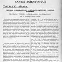 1190 - Page 1177 - Propos du jour. Un nouvel abus ; L’emploi des rayons ultra-violets par les empiriques. Beaux gestes. Pour la Maison du Médecin / Partie scientifique. Travaux Originaux. Troubles du langage dans la démence précoce et syndrome de ganser, (Contribution à l'étude des troubles dynamiques dans les psychoses), par le professeur Henri Claude