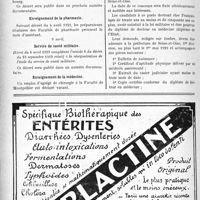 1259 - Page 1246-X - A travers l’officiel. Recrutement de l’armée / Education physique / Enseignement de la pharmacie / Service de santé militaire / Enseignement de la médecine / Hygiène publique
