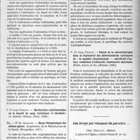 1286 - Page 1273 - Partie scientifique. L'Actualité Scientifique. Les Thèses. Le traitement du glaucome par l’adrénaline, par Dr F. Uegerer (Les Éditions Universitaires de Strasbourg, 1928) / Recherches expérimentales sur la densité du sang (technique et résultats), par Dr Louis Perles (A, Arnette, éditeur, Paris, 1928) / Essai thérapeutique des anémies graves, par Dr R. Charles (Imprimerie de la Manufacture de la Charité, Montpellier, 1927) / Valeur de la salicylothérapie dans le traitement des déterminations cardiaques de « la maladie rhumatismale » ; spécificité d’action, conditions d’efficacité, traitements adjuvants, par Dr Jean Prince (Paris, Jouve et Cie, éditeurs, 1928) / Les livres qui viennent de paraître…