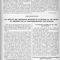 1289 - Page 1276 - Partie professionnelle, Hygiène, Assistance, Mutualité, Intérêts corporatifs, Variétés. Travaux Originaux. Déontologie. Les assistants en clientèle [Dr Duchesne] / Les méfaits des assurances sociales en Allemagne et les moyens d’y remédier par la fonctionnarisation des médecins [Dr Paul Boudin]