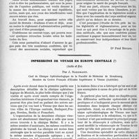 1293 - Page 1280 - Partie professionnelle, Hygiène, Assistance, Mutualité, Intérêts corporatifs, Variétés. Travaux Originaux. Les méfaits des assurances sociales en Allemagne et les moyens d’y remédier par la fonctionnarisation des médecins [Dr Paul Boudin] / Impressions de voyage en Europe centrale, (Suite et fin), par J. Nordmann