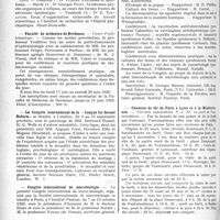 1315 - Page 1302 - Partie professionnelle, Hygiène, Assistance, Mutualité, Intérêts corporatifs, Variétés. Reportage professionnel. Nouvelles et Informations. École pratique des Hautes études. Institut de psychiatrie et de prophylaxie mentale / Faculté de médecine de Bordeaux / Le Congrès international de la « League for Sexuel Reform» / Congrès international de microbiologie / Chemins de fer de Paris à Lyon et à la Méditerranée