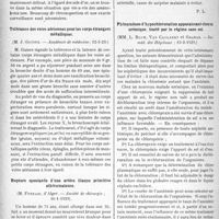 1361 - Page 1348 - Partie scientifique. L’Actualité Scientifique. Les Sociétés Savantes. Paris. La sanocrysine dans la tuberculose pulmonaire, (Académie de médecine ; 19-3-1929) / Tolérance des voies aériennes pour les corps étrangers métalliques, (Académie de médecine ; 12-3-29) / Rupture spontanée d’une artère iliaque primitive athéromateuse, (Société de chirurgie ; 30-1-1929) / Phénomènes d’hypochloruration apparaissant chezun urémique, traité par le régime sans sel, (Soc. méd. des Hôpitaux ; 15-2-1929)