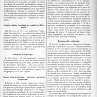 1366 - Page 1353 - Partie scientifique. L’Actualité Scientifique. Les Sociétés Savantes. Lyon. Société médicale des Hôpitaux. Sur l’épidémie de gastro-entérite de l’été 1928 / Pneumonie en casque chez un nouveau-né / Paralysie bulbaire terminant une maladie de Heine- Medin / Pathogénie de la pellagre / Tumeurs intra-rachidiennes : guérisons spontanées temporaires / Tumeurs intra-rachidiennes : kystes séreux simulant des tumeurs / Syringomyélie unilatérale / Sur un cas d’acrodynie
