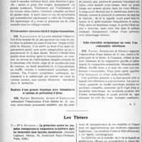 1367 - Page 1354 - Partie scientifique. L’Actualité Scientifique. Les Sociétés Savantes. Lyon. Société médicale des Hôpitaux. Sur un cas d’acrodynie / Fistule aortico-cave avec thrill d’origine traumatique / Rupture d’une gomme hépatique avec hématémèse et tableau de perforation d’ulcus / Irido-choroïdite métastatique au cours d’une endocardite infectieuse / Les Thèses. La protection contre les maladies contagieuses et notamment la diphtérie dans les immeubles pour familles nombreuses, par Dr J. Dessart, Amédée Legrand, éditeur, Paris, 1928