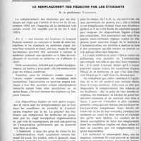 1371 - Page 1358 - Partie professionnelle, Hygiène, Assistance, Mutualité, Intérêts corporatifs, Variétés. Travaux Originaux. Le remplacement des médecins par les étudiants, M. le professeur Vanverts
