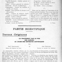 1410 - Page 1397 - Propos du jour. Le quarantième anniversaire de l’Association de la Presse médicale. Les origines de celle Association et le « Concours Médical » [J. Noir] / Partie scientifique. Travaux Originaux. Le traitement par le foie des anémies au cours des néphrites azotémique, par Paul Chevallier et Jean Bernard