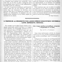 1445 - Page 1430 - Partie professionnelle, Hygiène, Assistance, Mutualité, Intérêts corporatifs, Variétés. Travaux Originaux. Assistance médicale gratuite médecin du service – remplacements [Dr Paul Boudin]. Les Chambres médicales en Belgique [G. Duchesne] / A propos de la nécessité d’une langue médico-scientifique universelle latin, esperanto, romanal [J. Noir]