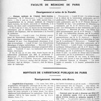 1459 - Page 1442 - Partie professionnelle, Hygiène, Assistance, Mutualité, Intérêts corporatifs, Variétés. Comptes rendus, documents, pièces officielles…. Syndicat médical de la Haute-Vienne. Tarif minimum des honoraires médicaux / Faculté de médecine de Paris. Enseignement et actes de la Faculté / Hôpitaux de l'assistance publique de Paris. Enseignement, concours, avis divers