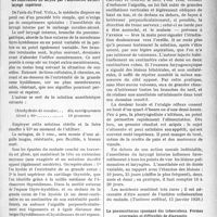1502 - Page 1485 - Partie scientifique. L’Actualité Scientifique. La Presse. Contribution à l’étude du traitement de ladysphagie des tuberculeux du larynx par l’anesthésie du nerf laryngé supérieur [(Toulouse médical, 15 janvier 1929)] / Le pneumothorax spontané des tuberculeux. Formes anormales et difficultés de diagnostic [(La Presse médicale, 23 janvier 1929)]
