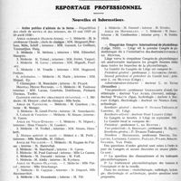 1523 - Page 1506 - Partie professionnelle, Hygiène, Assistance, Mutualité, Intérêts corporatifs, Variétés. Sou médical. Extrait analytique des procès-verbaux du Conseil d’Administration / Reportage professionnel. Nouvelles et Informations. Asiles publics d’aliénés de la Seine / Cinquième Congrès international de physiothérapie