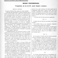 1569 - Page 1552 - Partie professionnelle, Hygiène, Assistance, Mutualité, Intérêts corporatifs, Variétés. Travaux Originaux. Secret professionnel. Proposition de loi de M. Justin Godart, sénateur [Dr Paul Boudin]