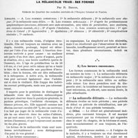 1622 - Page 1605 - Partie scientifique. Travaux Originaux. La mélancolie vraie : ses formes, par R. Benon