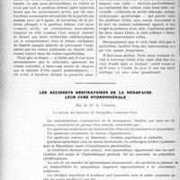 1637 - Page 1620 - Partie scientifique. Travaux Originaux. Encore les injections sclérosantes. Mise au point, par le Dr Raymond Tournay / Les accidents respiratoires de la ménopause. Leur cure hydrominérale, par le D- A. Corone