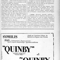 1690 - Page IX-1673 - Dernières nouvelles. Syndicat des dermatologistes, syphiligraphes et vénéréologistes français / Société amicale des médecins alsaciens / Luchon