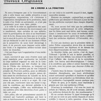 1726 - Page 1707 - Partie professionnelle, Hygiène, Assistance, Mutualité, Intérêts corporatifs, Variétés. Travaux Originaux. De l’ordre à la fonction [G. Duchesne]