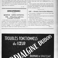 1752 - Page LXIII-1731 - Le Banquet annuel du Syndicat des Médecins de la Seine / Correspondance. Questions médico-militaires. Obligations militaires. Avantages corrélatifs / Période d'instruction obligatoire