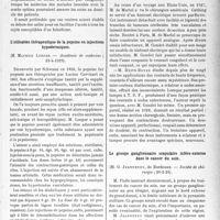 1786 - Page 1765 - Partie scientifique. L’Actualité Scientifique. Les Sociétés Savantes. Paris. Sur la création de centres de malariathérapie, (Académie de médecine ; 23-4-1929) / L’utilisation thérapeutique de la pepsine en injections hypodermiques, (Académie de médecine ; 23-4-1929) / Sur le bistouri électrique à haute fréquence, (Société de chirurgie ; 20-1-1929) / Le groupe ganglionnaire scapulaire inféro-externe dans le cancer du sein, (Société de chirurgie ; 20-2-29)